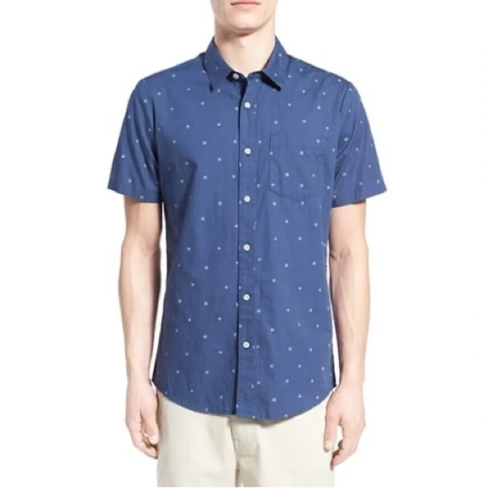 Mens Volcom Royal Flush Geometric Shirt, Blue Smoke - Picture 1 of 4